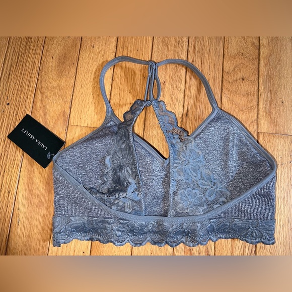 New With Tag Laura Ashley Gray Racerback Bra Size Medium nylon spandex - Picture 2 of 10